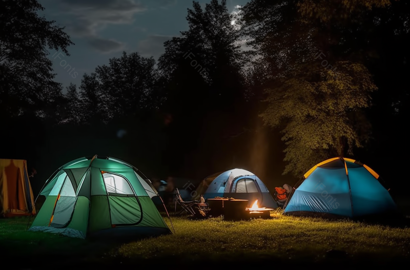 夜晚露营地森林里的帐蓬旅行休闲生活乡村黑色背景,高清,摄影图,摄影图片,图片大全,摄影图免费下载